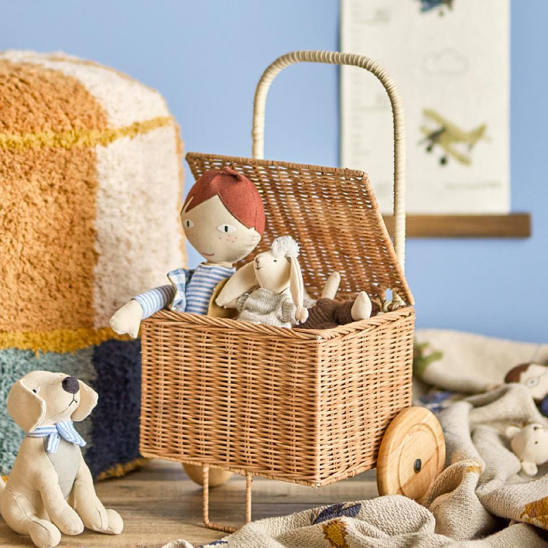 Baby Food With Fiber - Carrello Giocattolo in Rattan per Bambini,